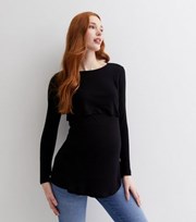 New Look Maternity Black Boat Neck Long Sleeve Top